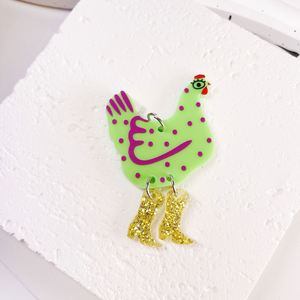 Accessoires de porte-clés DIY en acrylique, design botte haute, breloques créatives imprimées poule et poussin, ornement personnalisé, cadeau promotionnel - Product Image 4