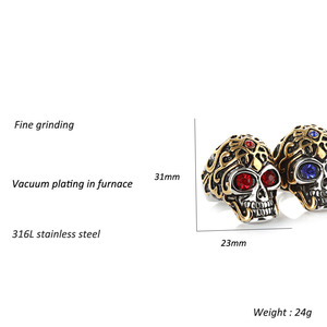 Skull <b>Ring</b> Men's Fashion Jewelry Red Blue <b>Crystal</b> Titanium Steel Gift Occasion - Product Image 2