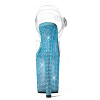 Chaussures de danseuse exotique sexy à talon épais et plateforme haute, avec bride de cheville à lacets en PVC transparent de 20 cm, style stiletto, pour boîte de nuit et pole dance