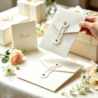 Enveloppe en papier coton personnalisée Mochi avec fermeture à cordon et bouton, impression typographique et gaufrage, pour invitation de mariage, carte de fête, emballage cadeau