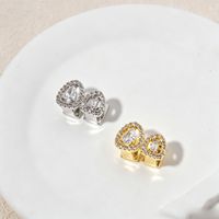2 pièces Grillz en cuivre avec zircon creux rectangulaire en forme de goutte, bijoux dentaires Hip Hop à micro-insertion pour rappeur, costume de cosplay d'Halloween