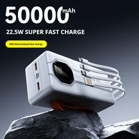 Banque d'alimentation haute capacité 50000mAh PD 22.5W Charge rapide avec câble intégré (Type C) pour les voyages en plein air, secours en cas d'urgence