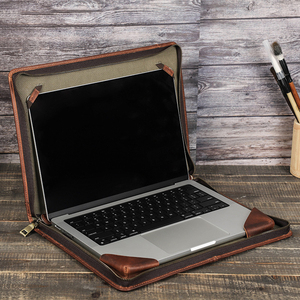 Vintage Crazy Horse Genuine Leather Durable Lightweight Stylish Portable <b>Mac</b> <b>Book</b> <b>Pro</b> 14.2 Inch Laptop Sleeve Handbag Travel - Product Image 1