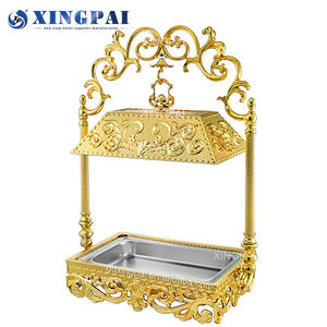 Xingpai ที่อุ่นอาหารสแตนเลสสตีลหรูหราพร้อมฝาแขวนสีทองชุดบุฟเฟต์อาหารสำหรับงานแต่งงานของโรงแรม - Product Image 2