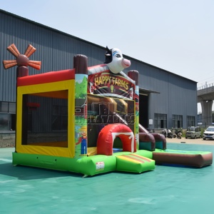 บ้านลมเป่าลมพีวีซี CE Commercial <span class=keywords><strong>Happy</strong></span> Farm พร้อมสไลเดอร์น้ำ สำหรับบริษัทให้เช่า - Product Image 2