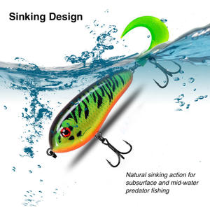 Leurre de pêche à corps dur, leurre de pêche à queue souple coulissante, leurre de pêche à queue bouclée, leurre de pêche à corps dur, leurre de pêche hybride ABS pour la pêche au black-bass et au brochet - Product Image 3