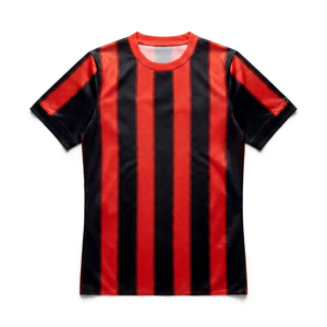 Maillot de football pour adulte à col rond et manches courtes, imprimé par sublimation personnalisée, rayé, 100% polyester, service OEM, poids du tissu 320g - Product Image 1
