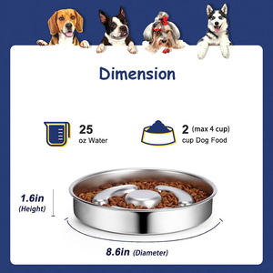 Gamelle pour animaux de compagnie de haute qualité, distributeur de nourriture lente pour chien, en acier inoxydable, avec protection du cou pour l'eau et la nourriture - Product Image 3