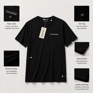 Heavyweight 100% Cotton Men's Black Oversized <b>T</b>-<b>shirt</b> Custom Logo Embroidery Breathable Quick Dry Wholesale - Product Image 6