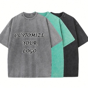 Camicia da Uomo 100% Cotone Lavaggio Acido Oversize Girocollo Semplice Abbigliamento Sportivo e per il Tempo Libero Manica Corta 100% Cotone - Product Image 3
