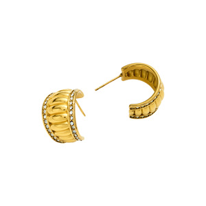 Pendientes de acero inoxidable con circonita de lujo, resistentes al agua, chapados en oro de 18 quilates para mujer - Product Image 5