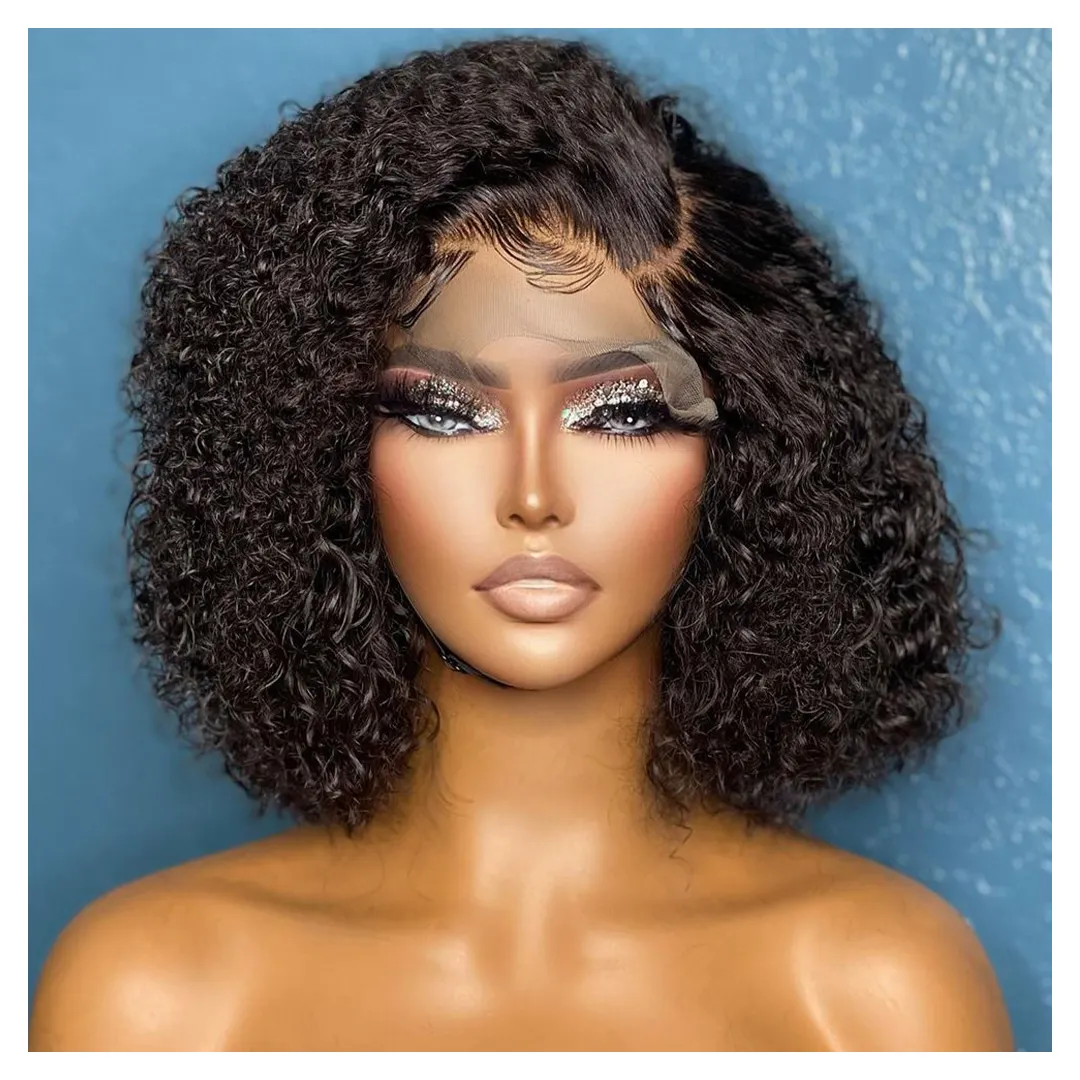 Cheap Short Bob Transparent Hd Lace Human Hair Wig 8-14inch Brazilian Hair Wig 4x4 Closure Short Bob Wigs For Black Women