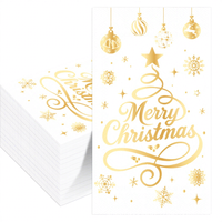 Serviettes rectangulaires jetables de luxe modernes, 20 pièces, avec motifs sapin de Noël et bonhomme de neige pour décorations de fête de Noël