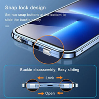 Étui de téléphone à écran en verre trempé HD antichoc en alliage d'aluminium de luxe pour iPhone 12 11 13 15 ProMax 14 Plus 13 Pro 15 MPC04