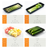 Barquette alimentaire jetable en PET pour produits frais, présentoir de supermarché, barquette rectangulaire ouverte, qualité alimentaire, vente en gros, personnalisable