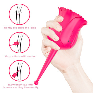 Vibrador en forma de rosa, un masturbador femenino burlón con succión y vibración - Product Image 2