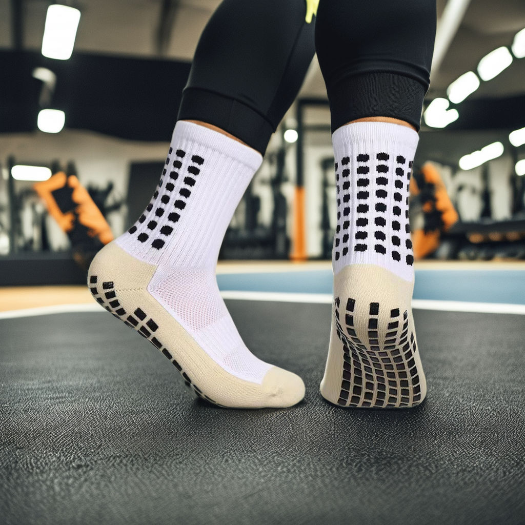 Men's Casual Sport Crew Socks Autumn Sweat-Absorbent Grip Socks with Character Pattern