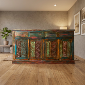 Mueble de Almacenamiento Moderno para Sala de Estar, Estilo Industrial, de Madera de Teca Reciclada, Ajustable, Estilo Rústico - Product Image 2