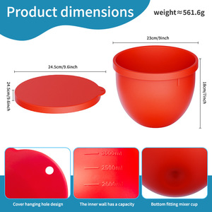 Revestimientos de Silicona para Tazones de Batidora, Revestimiento de Silicona Reutilizable con Tapa para Tazón de Mezcla de 5 Cuartos, para Repostería - Product Image 4