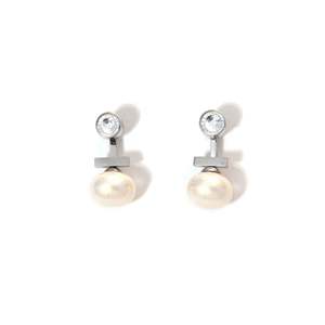 <b>Crystal</b> <b>Earrings</b> 316L Stainless Steel PVD Gold Plating Sustainable Resistant Pearl <b>Studs</b> - Product Image 1