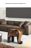 Tabouret bas de luxe design moderne avec sculpture créative d'éléphant Petit tabouret à langer en bois massif pour la maison