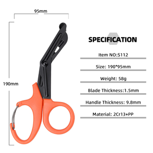 Ciseaux médicaux Vic en acier inoxydable à bord dentelé <span class=keywords><strong>de</strong></span> sécurité, avec porte-badge rétractable, pour pansements - Product Image 3