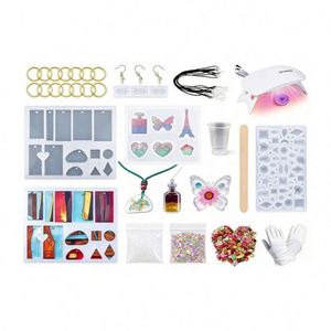 Bulk Order Jewelry Resin Craft Making Kit Crystal Clear Hard Cure UV Light <b>Silicone</b> Molds <b>Tools</b> Accessories Supplies Model - Product Image 3