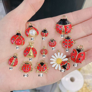 JS1899 delicate piccole 18k oro placcato smalto rosso signora Bug <span class=keywords><strong>coccinella</strong></span> <span class=keywords><strong>coccinella</strong></span> gioielli ciondoli ciondoli - Product Image 4