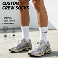 Chaussettes en coton blanc pour hommes, chaussettes épaisses en tricot, confortables et élastiques pour tous les jours, chaussettes de sport anti-odeurs, chaussettes côtelées unies personnalisées