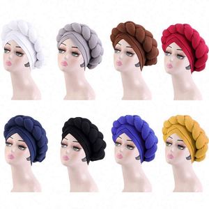 Turban africain extensible en polyester uni pour femmes, idéal pour l'extérieur - Product Image 6