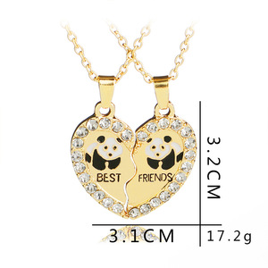 2 Pcs/Set Animal Panda Meilleurs Amis Amitié <span class=keywords><strong>Couple</strong></span> Deux Parties Pendentif Collier Meilleurs Cadeaux pour Hommes Femmes BFF Bijoux en Gros - Product Image 5
