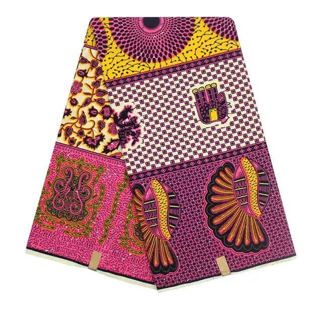 नई चेक-इन नाइजीरिया अफ्रीकी मोम प्रिंट कपड़े के लिए बहुरंगा 100% सूती कपड़े महिलाओं