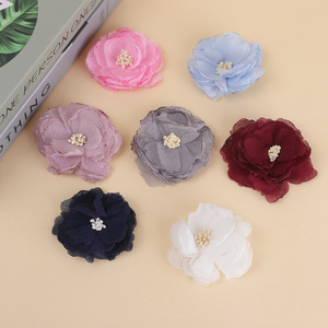 Flor de Chifón de 7 cm, Camelia, Accesorios DIY para Decoración de Cabello, Zapatos, Sombreros y Ropa - Product Image 2