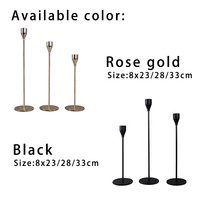 Ensemble de 3 grands bougeoirs décoratifs mats pour mariage Bougeoir conique de luxe en métal noir pour l'intérieur et l'extérieur