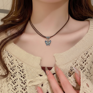 Vendita calda di tendenza collane a catena di moda in acciaio inox argento Punk blocco a farfalla titanio forma di perla modello numero - Product Image 2