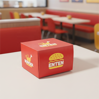 Boîte en carton rigide personnalisée pour frites et poulet frit avec revêtement UV, doublure en éponge, logo personnalisé pour la restauration rapide à emporter