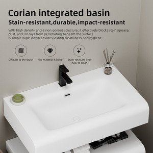 <span class=keywords><strong>Corian</strong></span> bề mặt rắn tích hợp bồn rửa Vanity-hiện đại không thấm nước tủ phòng tắm thiêu kết đá Vanity đá cẩm thạch bồn rửa phòng tắm - Product Image 2
