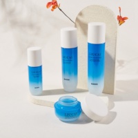 50g 60ml 100ml 120ml bouteilles et bocaux cosmétiques ensemble emballage de soins de la peau de luxe en verre pot givré noir avec couvercle en or