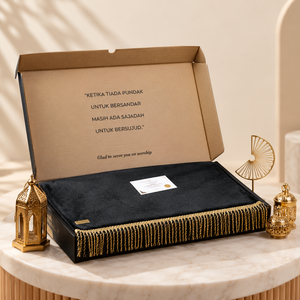 Tapis de prière de voyage de luxe noir XL, fabriqué à la machine, lavable, avec fausse fourrure de qualité supérieure, mousse antidérapante, musulman, islamique - Product Image 5