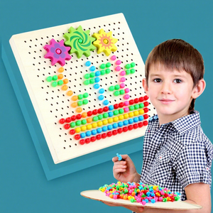 Rompecabezas de Madera con Clavijas, <span class=keywords><strong>Juego</strong></span> de Mosaico con 250 Piezas de Clavijas de Colores en Forma de Hongo, Rompecabezas 3D de Píxeles de Colores, <span class=keywords><strong>Juego</strong></span> de Mesa Educativo para Niños - Product Image 6