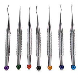 Élévateurs dentaires luxateurs à pointes de précision PDL, kit de 7 pièces avec poignée moletée, plusieurs couleurs, instruments chirurgicaux de classe I - Product Image 1