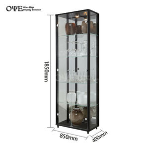 <span class=keywords><strong>Vitrine</strong></span> de magasin en verre blanc, noir, argent, étagères en verre multicouches, dos miroir - Product Image 2