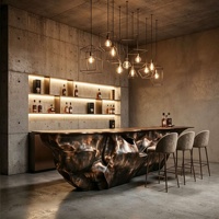 Comptoir de réception en métal sculpté sur mesure, style vintage, pour bar ou pub, finition bronze déformée irrégulière, idéal pour bar à domicile ou villa