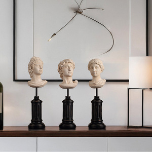 Sculptures de portraits rétro européennes en résine, lot de 3, pour décoration artistique de table et de maison - Product Image 2
