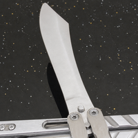 Couteau pliant de haute qualité 9Cr13MoV non affûté, finition satinée, étui en nylon, couteau utilitaire de camping et d'entraînement Balisong, coffret cadeau
