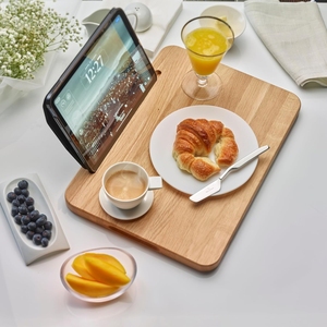 Planche à découper en <span class=keywords><strong>bois</strong></span> d'acacia avec porte-<span class=keywords><strong>tablette</strong></span> Planche à découper pour légumes avec rainure pour jus Assiette de service en <span class=keywords><strong>bois</strong></span> massif pour les petits déjeuners - Product Image 4