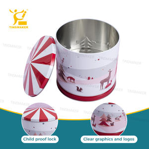Boîte en métal ronde en fer blanc de 6 pouces pour collations bonbons carrousel musique aluminium biscuit étain Sublimation pour le stockage des collations à charnière - Product Image 2