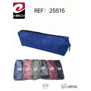 MNJ Pencil Case 25515 Blue Fabric Zipper Closure 12Pcs Pack School Stationery Storage Bag - Product Image 3