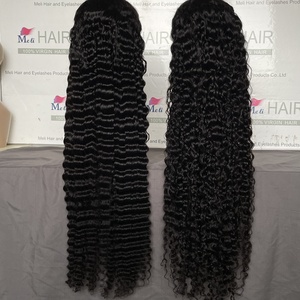 Venta al por mayor de cabello brasileño largo de 32 pulgadas para peluca frontal HD, OFERTA 13X4, rizado Bodywave, DEEPWAVE, transparente, negro, para mujeres, envío inmediato - Product Image 2