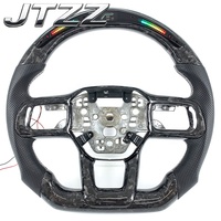 Volant en fibre de carbone avec grip en suède, forme D, fond plat, GT Ecoboost, personnalisable pour Ford Mustang 2024 2025 S650 S550